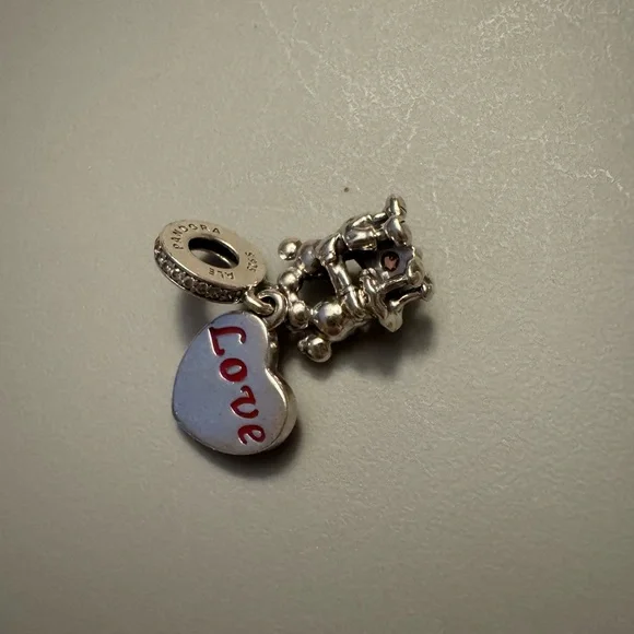Pandora Silver and Red Mickey & Minnie Charm - Picture 3 of 5